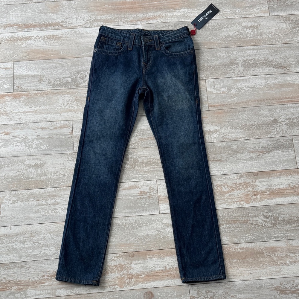 NEW True Religion Denim Jeans Geno Relaxed Slim Fossil Single End Classic‎ sz 12